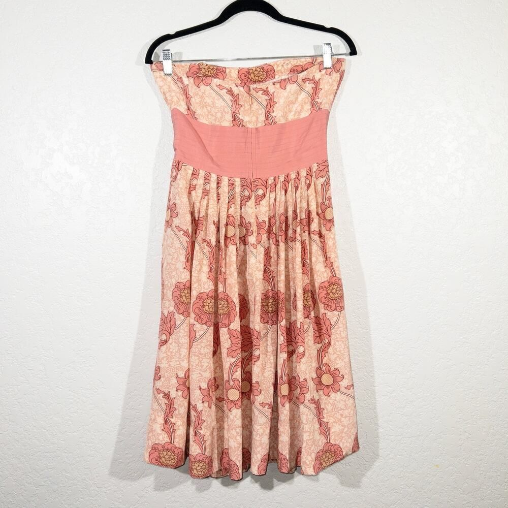 Plenty By Tracy Reece Pink Floral Silk Strapless‎ Dress Size 4 - Picture 6 of 8